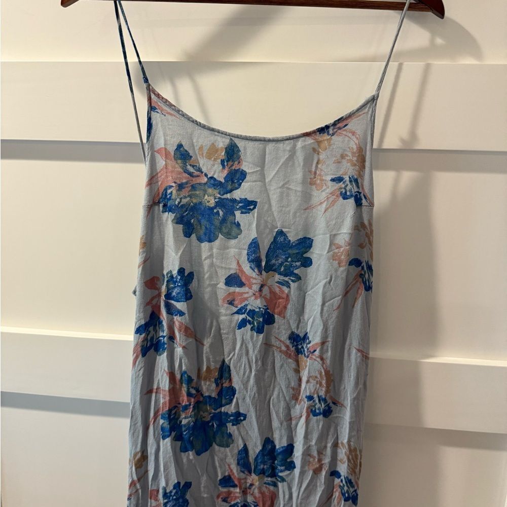 Free People Floral Print Romantic Low Back Boho Long Maxi Slip Dress Sz L - Picture 6 of 10